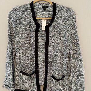 Blue cotton knit blazer cardigan Ann Taylor Factory new with tags size Small